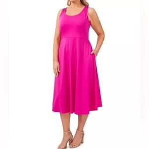 MSK Plus Size Pullover Sleeveless Midi Dress Fuchsia Women’s Sz 2X